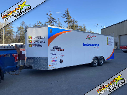 Lettrage de Remorque et kart pour ZacBeauchamp Racing