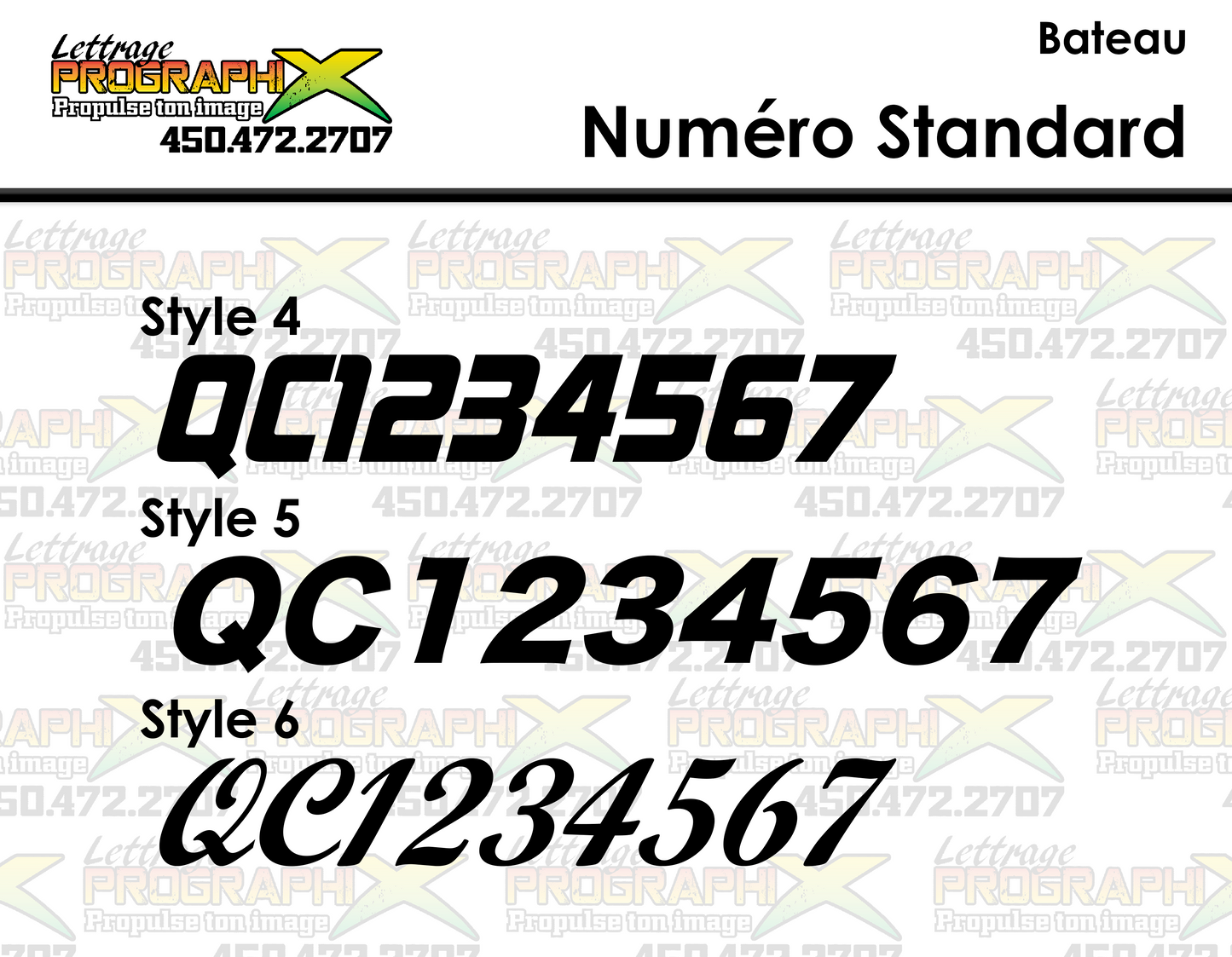 Ensemble de numéro de bateau